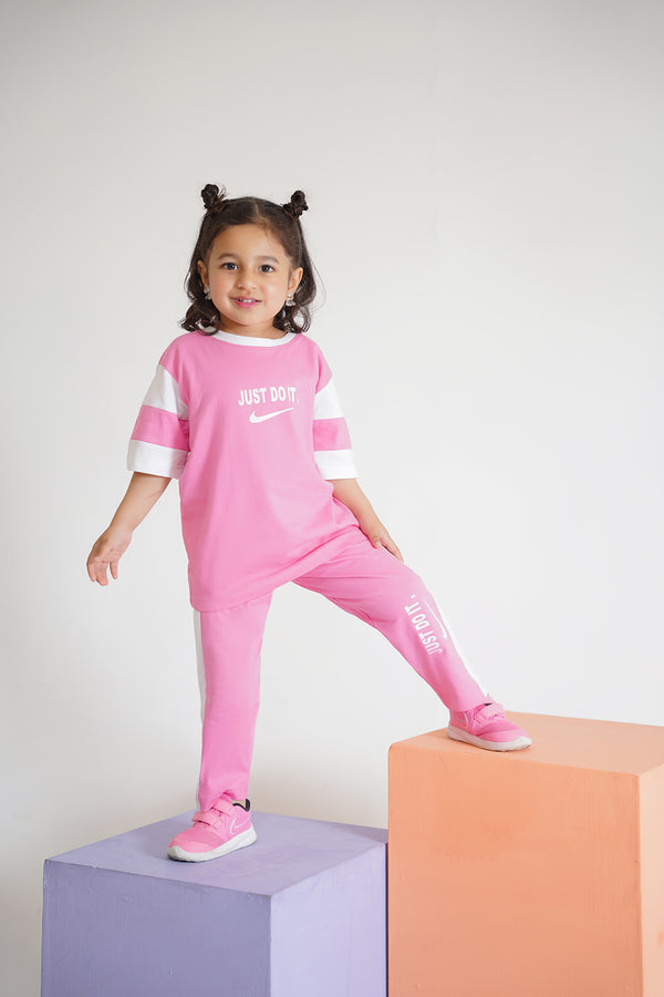 NKE PINK GIRL TRACKSUIT(KS-00521)