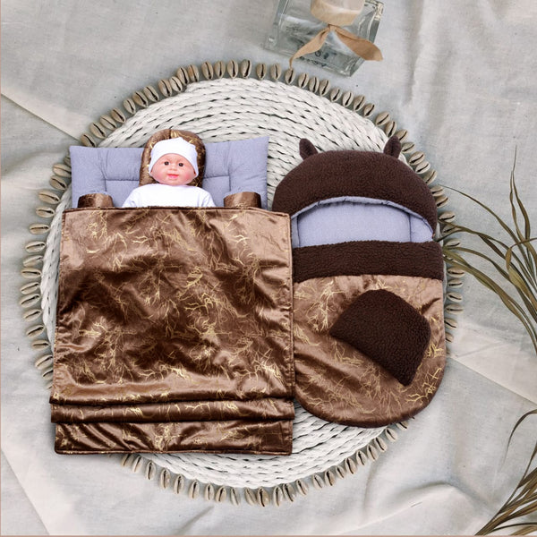 Texture velvet/Sherpa Baby Set, 7 pcs-Brown