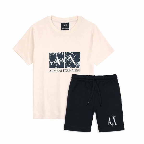 A-X  Cream & Black Shorts Set (AS20952)