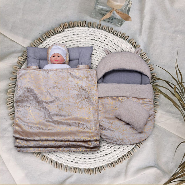 Texture velvet/Sherpa Baby Set, 7 pcs-Off White