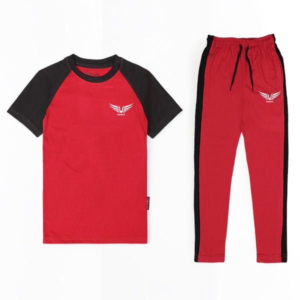 HAWKS red  raglan unisex tracksuit